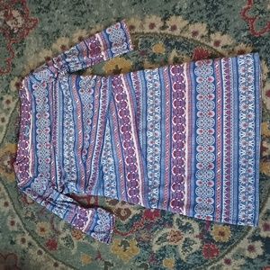 J. McLaughlin Nicola Crete Red White Blue Tiered Dress L